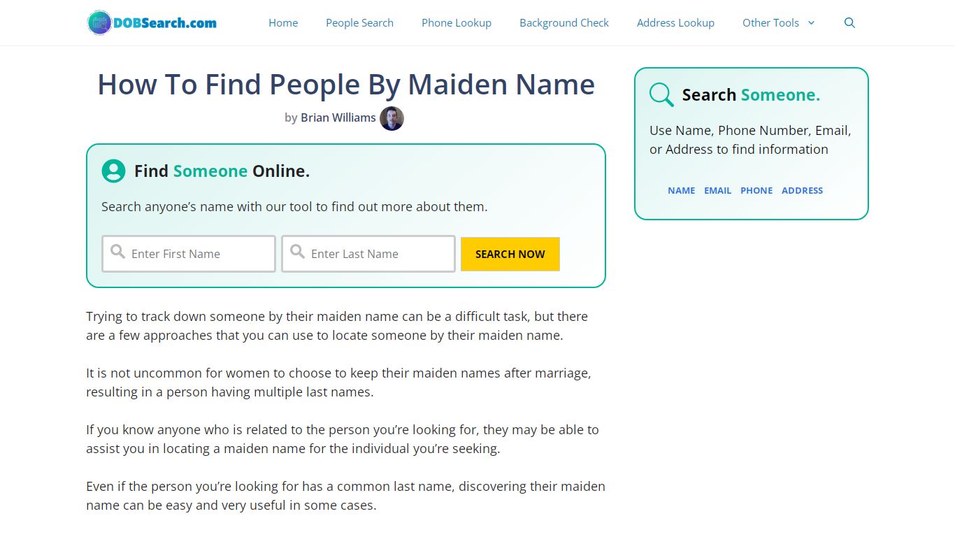How To Find People By Maiden Name - DOBSearch.com